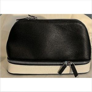 Levenger Black/White Travel/Makeup/Toiletries Case